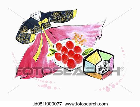 illustration of Korean traditional dress View Large Photo Image Stock Photo - illustration of Korean traditional dress. Fotosearch