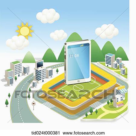 illustration of mobile phone on a soccer field View Large Photo Image Stock Image - illustration of mobile phone on a soccer field . Fotosearch