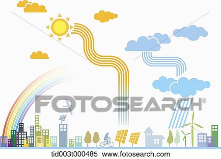 Stock Photography - illustration of natural resource usage in a city. Fotosearch