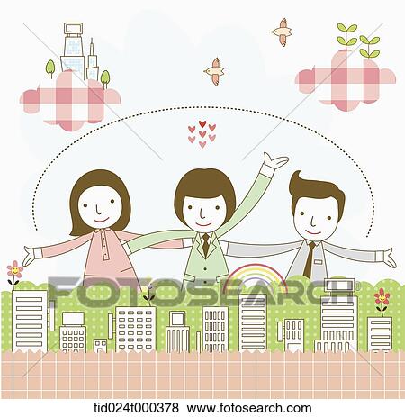 Stock Photo - illustration of people welcoming to computer server. Fotosearch