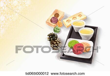 illustration of plate of Korean traditional foods View Large Photo Image Stock Image - illustration of plate of Korean traditional foods . Fotosearch
