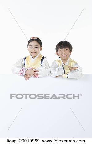 kids in Hanbok holding an empty whiteboard View Large Photo Image Stock Photo - kids in Hanbok holding an empty whiteboard. Fotosearch