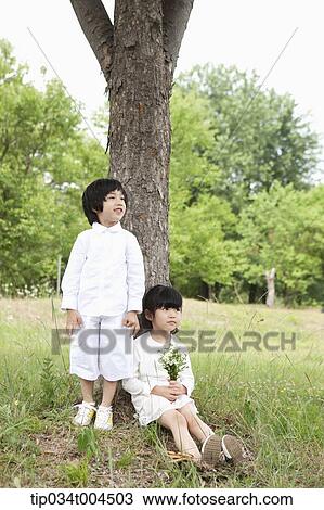 kids standing and sitting under a tree View Large Photo Image Stock Image - kids standing and sitting under a tree. Fotosearch