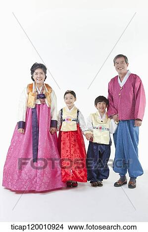 kids standing with grandparents in Hanbok View Large Photo Image Picture - kids standing with grandparents in Hanbok. Fotosearch