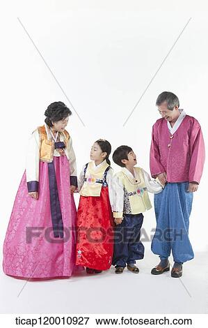 kids standing with grandparents in Hanbok View Large Photo Image Stock Photo - kids standing with grandparents in Hanbok. Fotosearch