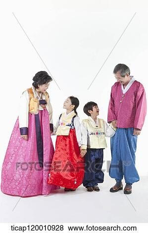 kids standing with grandparents in Hanbok View Large Photo Image Stock Photo - kids standing with grandparents in Hanbok. Fotosearch