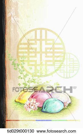 Korean painting of colourful rice cake View Large Photo Image Stock Image - Korean painting of colourful rice cake. Fotosearch
