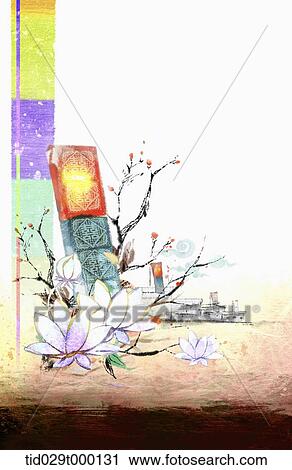 Korean painting of paper lamp and a tree View Large Photo Image Stock Image - Korean painting of paper lamp and a tree. Fotosearch