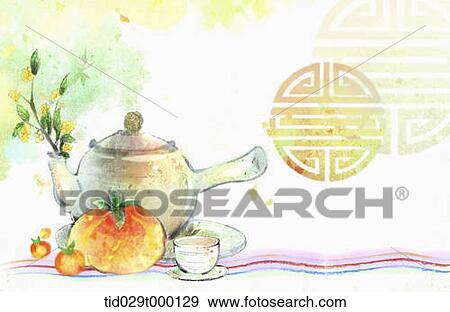 Korean painting of persimmon and Korean pot View Large Photo Image Stock Photo - Korean painting of persimmon and Korean pot . Fotosearch