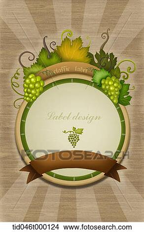 Picture - label design of green grape vine. Fotosearch