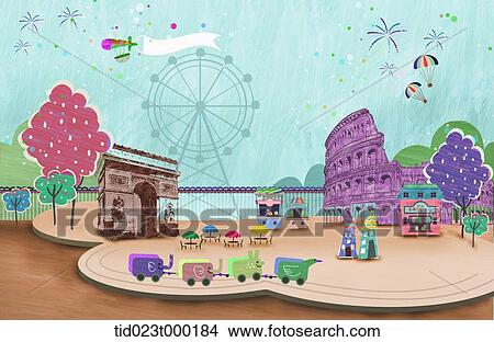 Picture - landmarks from France and Germany . Fotosearch