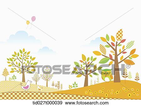 landscape illustration of autumn View Large Photo Image Stock Photo - landscape illustration of autumn. Fotosearch