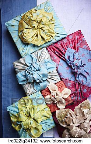 Stock Image - lots of packages in Korean traditional wraps . Fotosearch