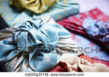 Stock Photo - lots of packages in Korean traditional wraps . Fotosearch