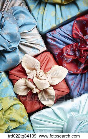 Stock Photo - lots of packages in Korean traditional wraps . Fotosearch