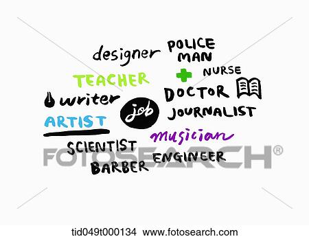 name of professions written in different fonts and colours View Large Photo Image Picture - name of professions written in different fonts and colours. Fotosearch