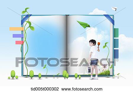 notebook with a boy standing in front to paint the notebook View Large Photo Image Stock Image - notebook with a boy standing in front to paint the notebook. Fotosearch