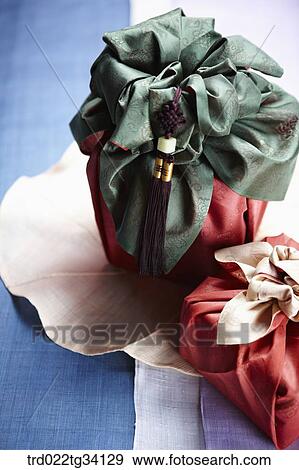Stock Photo - packages in Korean traditional wraps on hanji . Fotosearch