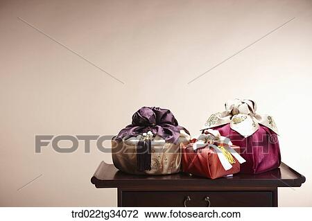 packages in Korean traditional wraps View Large Photo Image Stock Image - packages in Korean traditional wraps . Fotosearch