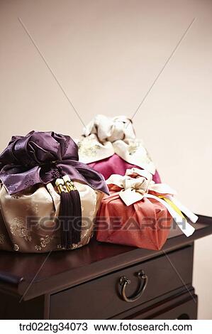 packages in Korean traditional wraps View Large Photo Image Stock Image - packages in Korean traditional wraps . Fotosearch