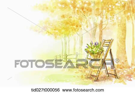 painting illustration of a plant on a chair outdoor in autumn View Large Photo Image Stock Photograph - painting illustration of a plant on a chair outdoor in autumn. Fotosearch