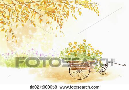 painting illustration of flowers in a garden bicycle View Large Photo Image Stock Photo - painting illustration of flowers in a garden bicycle . Fotosearch