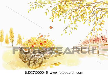 painting illustration of leaves on farming cart View Large Photo Image Stock Photograph - painting illustration of leaves on farming cart . Fotosearch