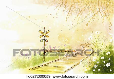 painting illustration of railway View Large Photo Image Stock Photo - painting illustration of railway. Fotosearch