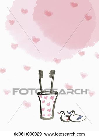 painting of a couple tooth brush View Large Photo Image Stock Photo - painting of a couple tooth brush . Fotosearch