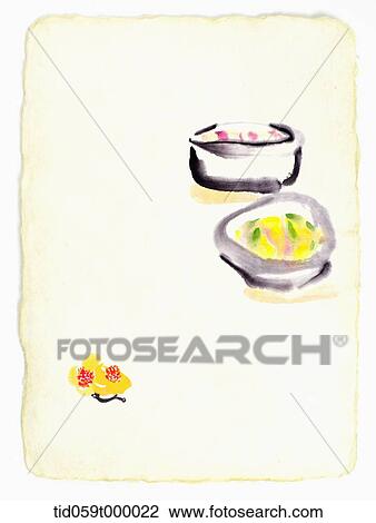 painting of a foods in bowls View Large Photo Image Stock Image - painting of a foods in bowls. Fotosearch