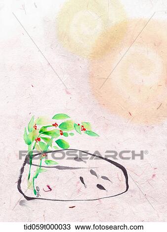 painting of a rock and plants View Large Photo Image Stock Image - painting of a rock and plants . Fotosearch