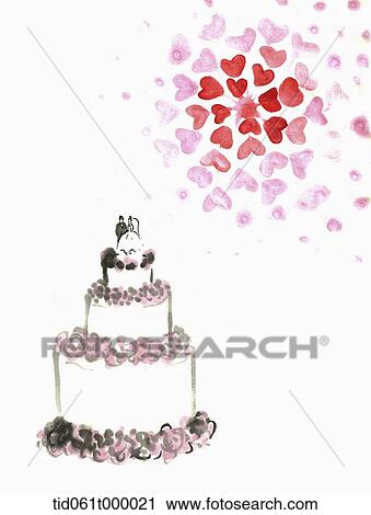 Stock Image - painting of a wedding cake. Fotosearch