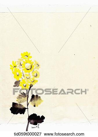painting of a yellow flower with black leaves View Large Photo Image Stock Photo - painting of a yellow flower with black leaves. Fotosearch
