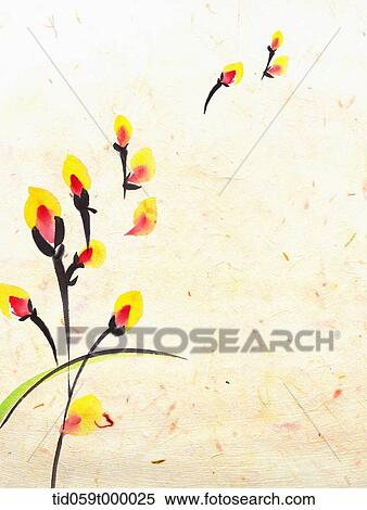 painting of flowers being blown away View Large Photo Image Stock Photography - painting of flowers being blown away . Fotosearch