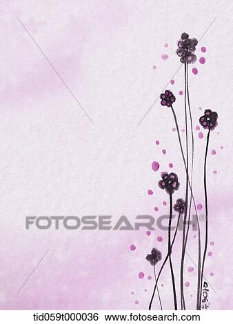 Stock Photograph - painting of flowers with long stem. Fotosearch