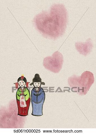 painting of Korean traditional groom and bride View Large Photo Image Stock Photography - painting of Korean traditional groom and bride. Fotosearch