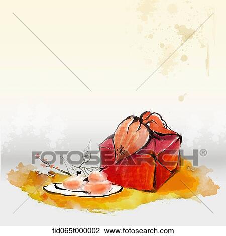 painting of packaged in Korean traditional wrap and a plate of rice cake View Large Photo Image Stock Image - painting of packaged in Korean traditional wrap and a plate of rice cake. Fotosearch