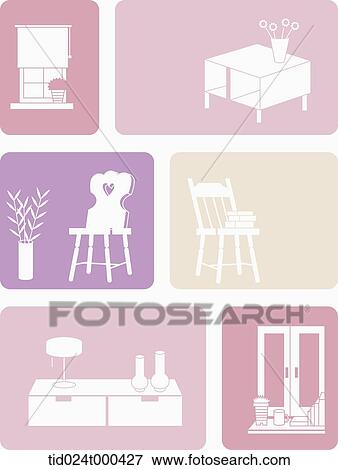 pink illustration of house furniture View Large Photo Image Stock Photo - pink illustration of house furniture . Fotosearch