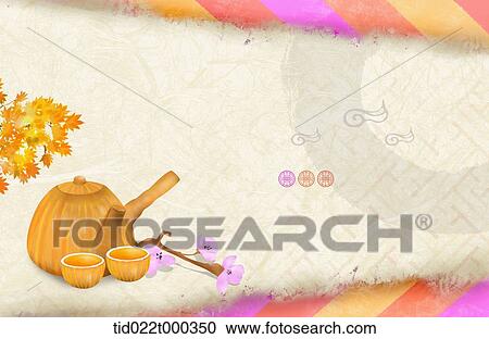 ppt template illustration of wooden cups and a kettle with Korean design View Large Photo Image Stock Image - ppt template illustration of wooden cups and a kettle with Korean design . Fotosearch