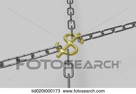 silver chains pulling a golden dollar sign View Large Photo Image Stock Image - silver chains pulling a golden dollar sign. Fotosearch