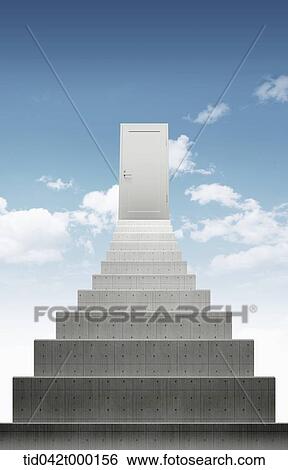stairs to a door in the sky View Large Photo Image Stock Photograph - stairs to a door in the sky. Fotosearch