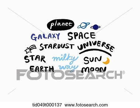 words related to space written in different fonts and colours View Large Photo Image Stock Photo - words related to space written in different fonts and colours. Fotosearch