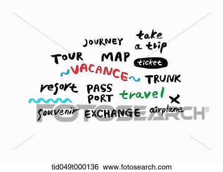 words related to vacation written in different fonts and colours View Large Photo Image Stock Photograph - words related to vacation written in different fonts and colours. Fotosearch