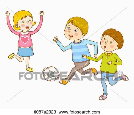 イラスト の 子供たちが遊ぶ サッカー スケッチ Ti087a2923 Fotosearch