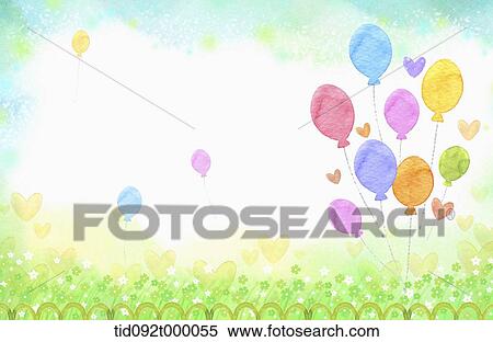 イラスト の 手紙 テンプレート 役割を果たす 風船 イラスト Tid092t Fotosearch