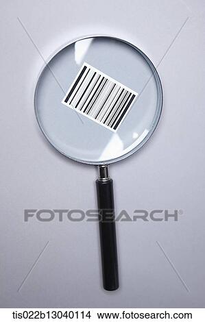 Stock Illustration - a bar code under a magnifying glass. Fotosearch