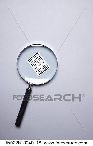 Stock Illustration - a bar code under a magnifying glass. Fotosearch