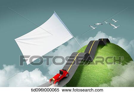 Stock Illustration - a car driving on a road. Fotosearch