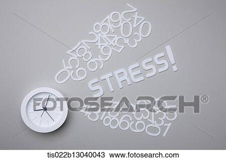 Drawing - a clock and the word stress. Fotosearch