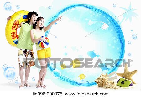 Stock Illustration - a couple on the beach. Fotosearch